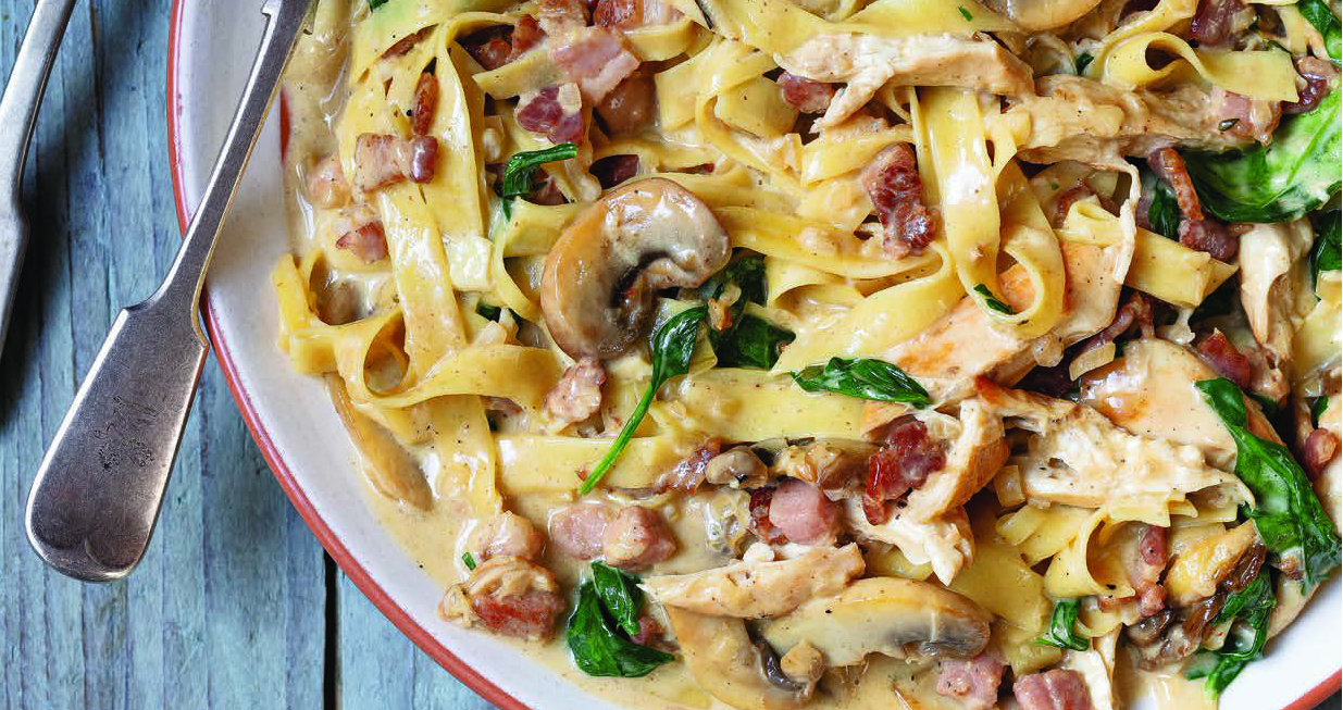 chicken bacon spinach alfredo