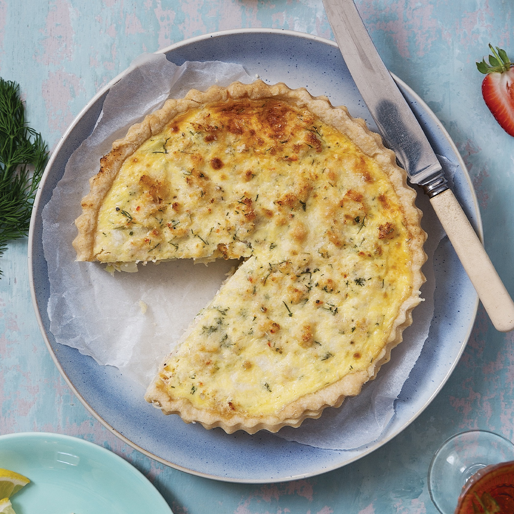 Crab and leek quiche recipe | easyFood