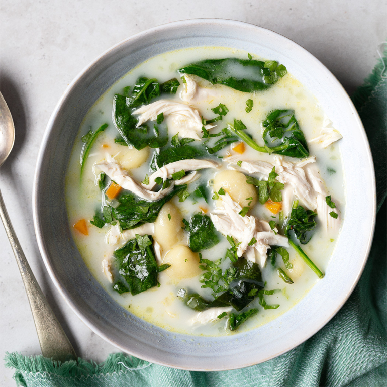 Creamy chicken, rosemary and gnocchi soup