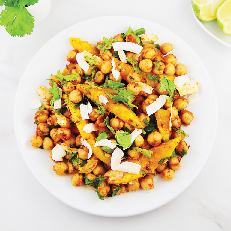 Curried mango, chickpea, and mint salad