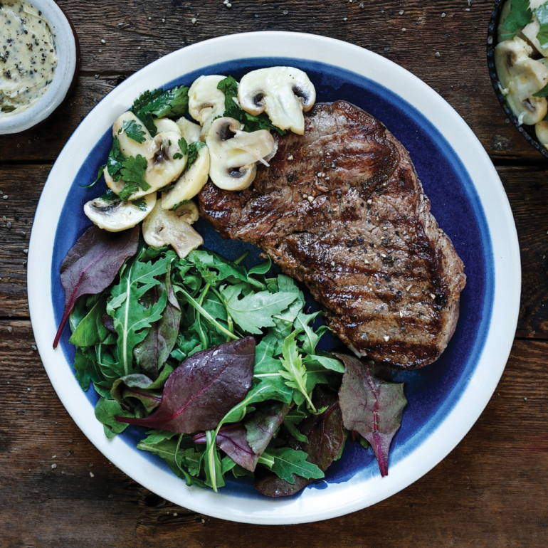 Fillet steaks with mushroom ceviche