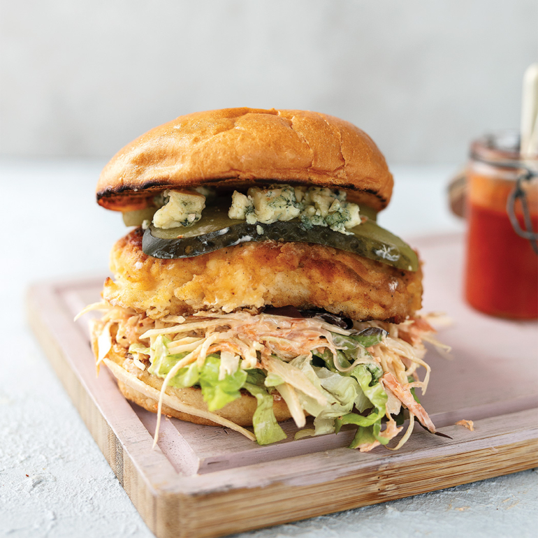Fried chicken burgers with Buffalo slaw