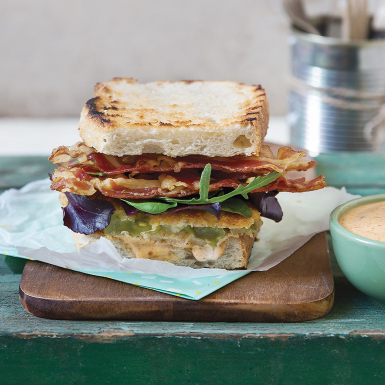 Fried green tomato BLTs with remoulade