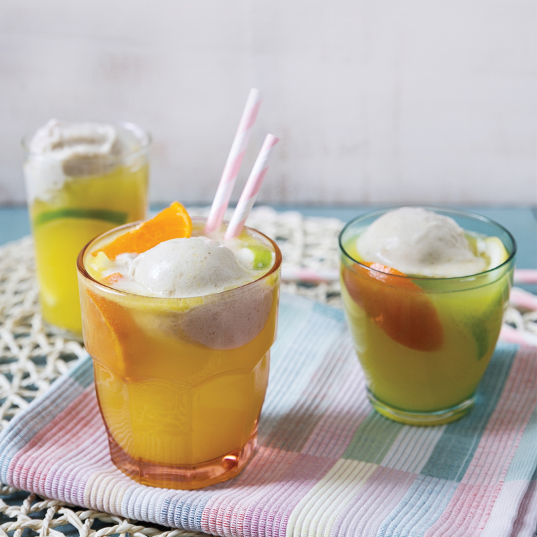 Healthy citrus ice cream floats