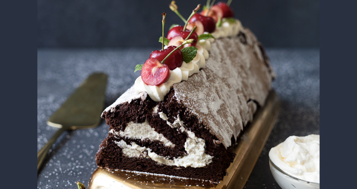 chocolate roulade with caramel cream