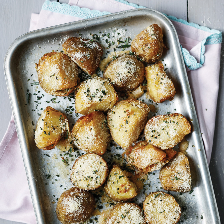 Jacket roasties with rosemary and Parmesan