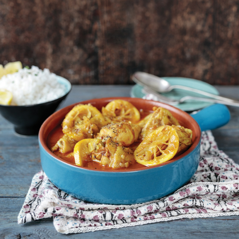 Lemon, onion and olive chicken tagine