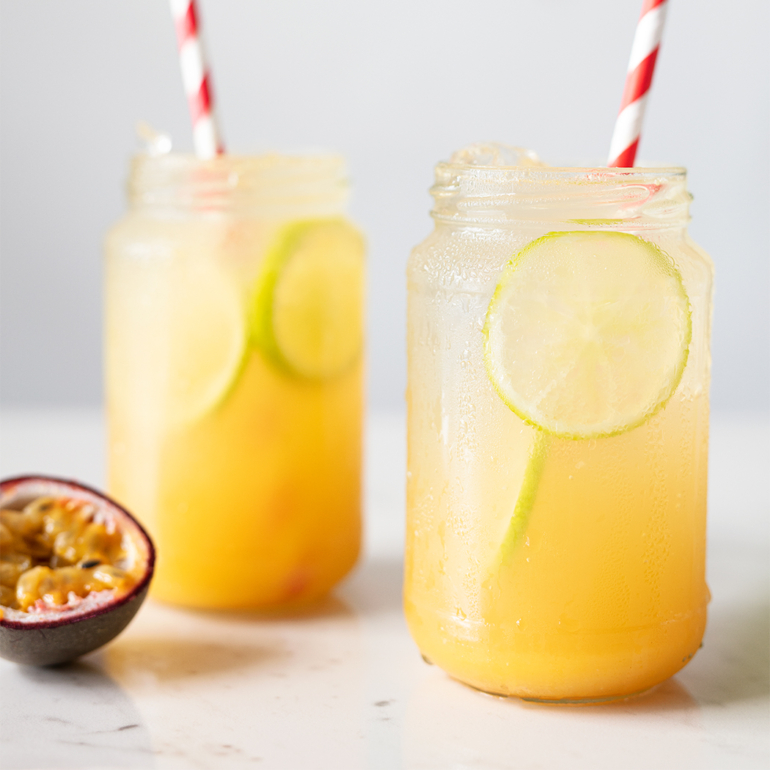 Passion fruit and lime cocktail