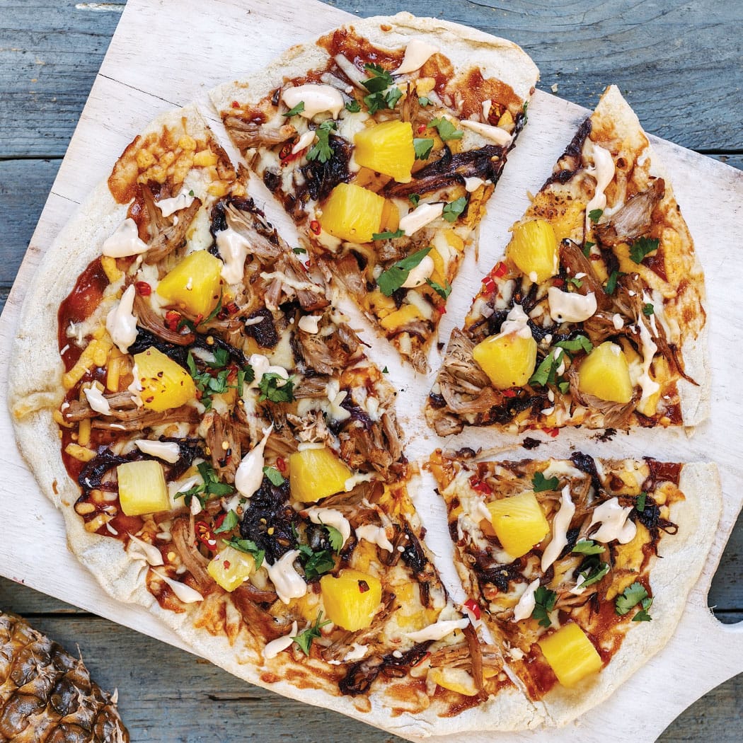 Pulled pork pizza with pineapple recipe | easyFood