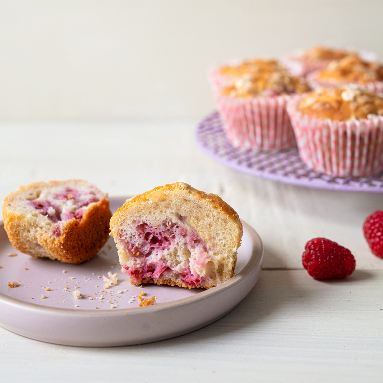 Raspberry and banana breakfast muffins