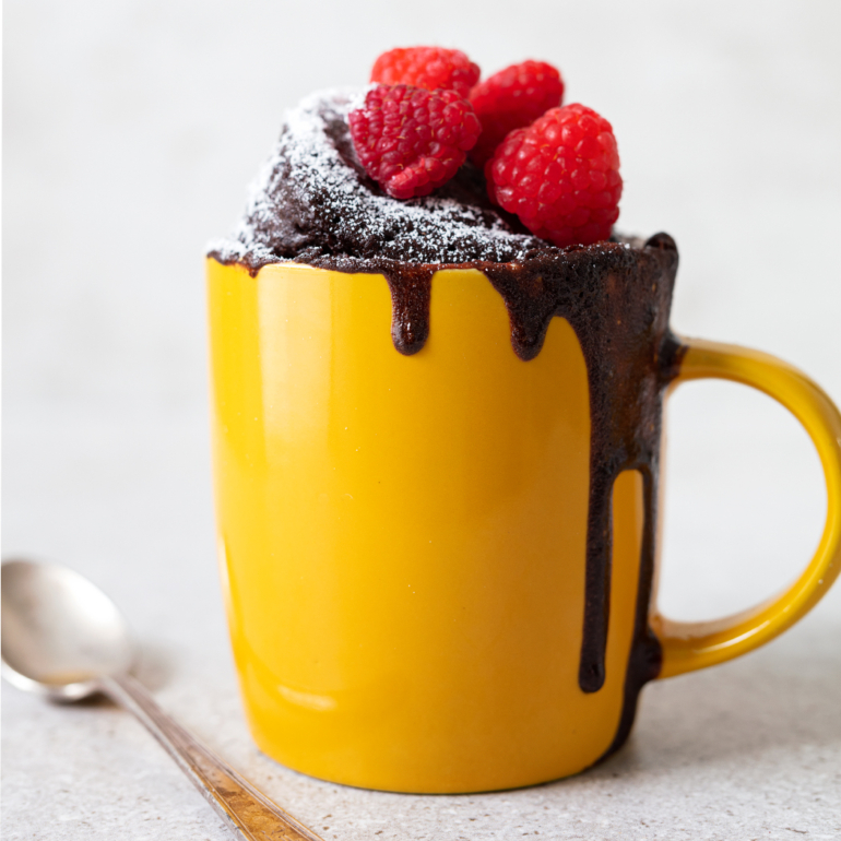 Raspberry chocolate mug cake