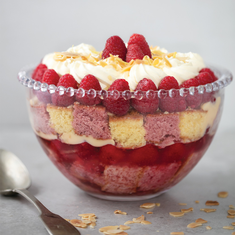 Retro raspberry trifle