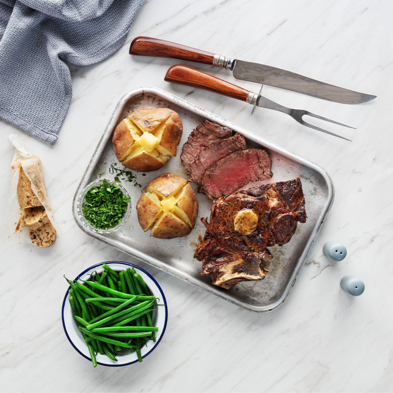 Rib roast with caramelised onion butter