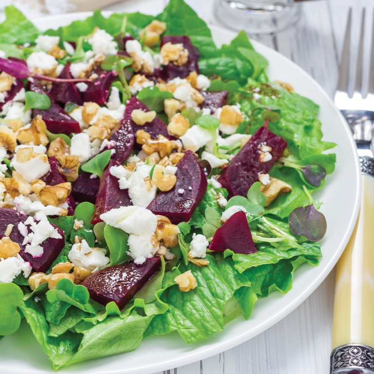 Roasted beetroot and goat’s cheese salad