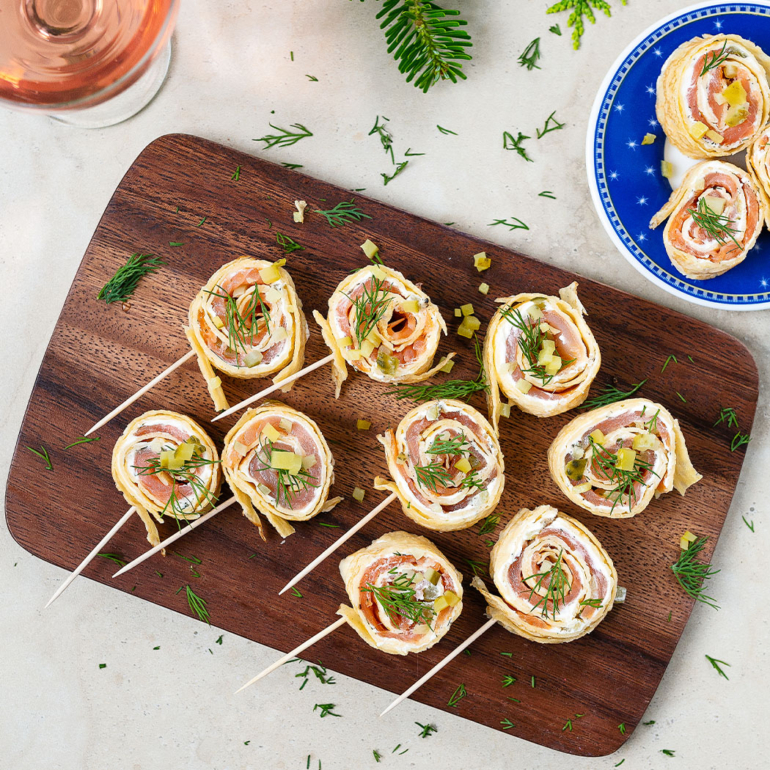 Smoked salmon pinwheels