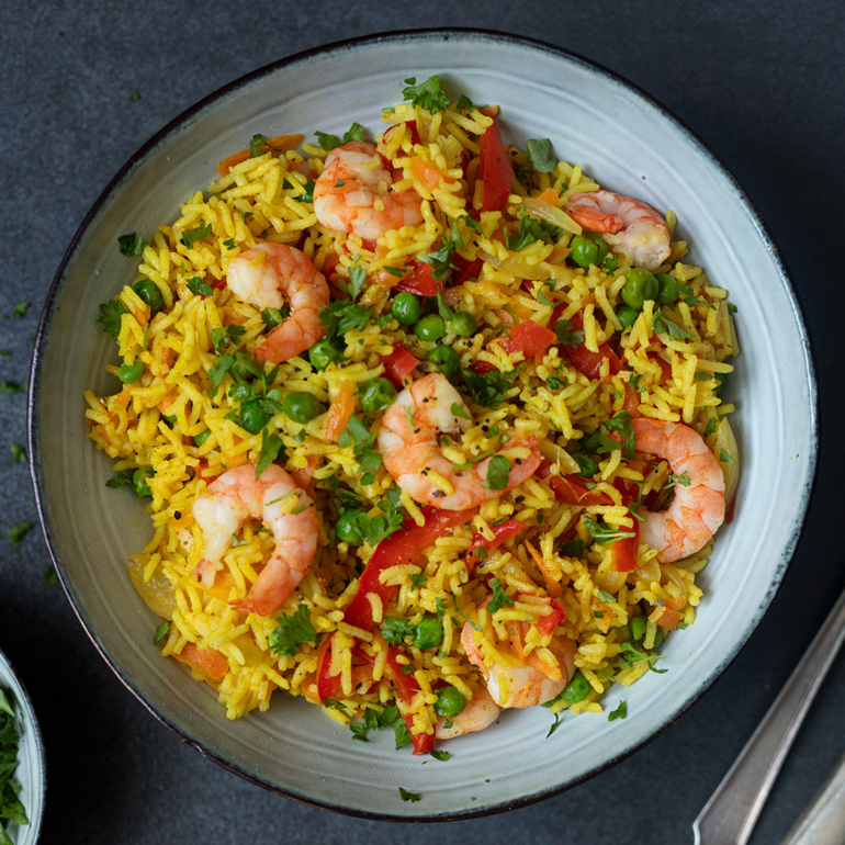 Spicy prawn pilau