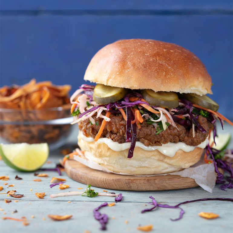 Spicy Southern fried chicken burgers with honey mayo