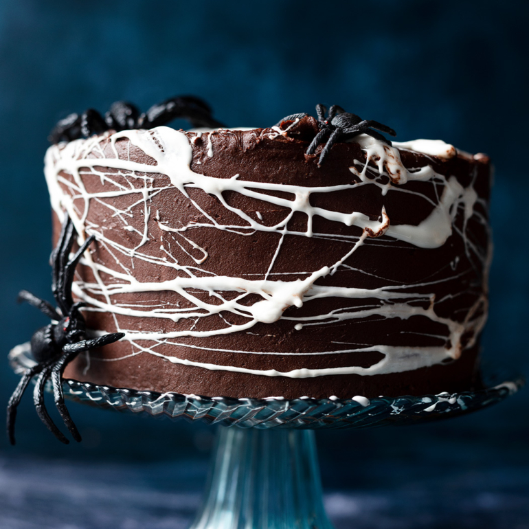 Spider web surprise cake