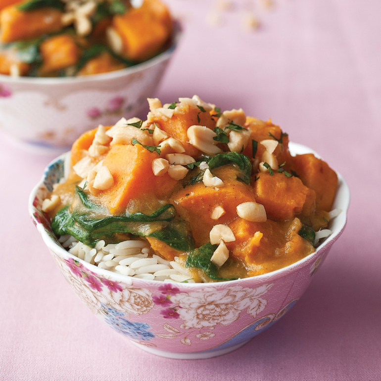 Sweet potato and spinach yellow curry