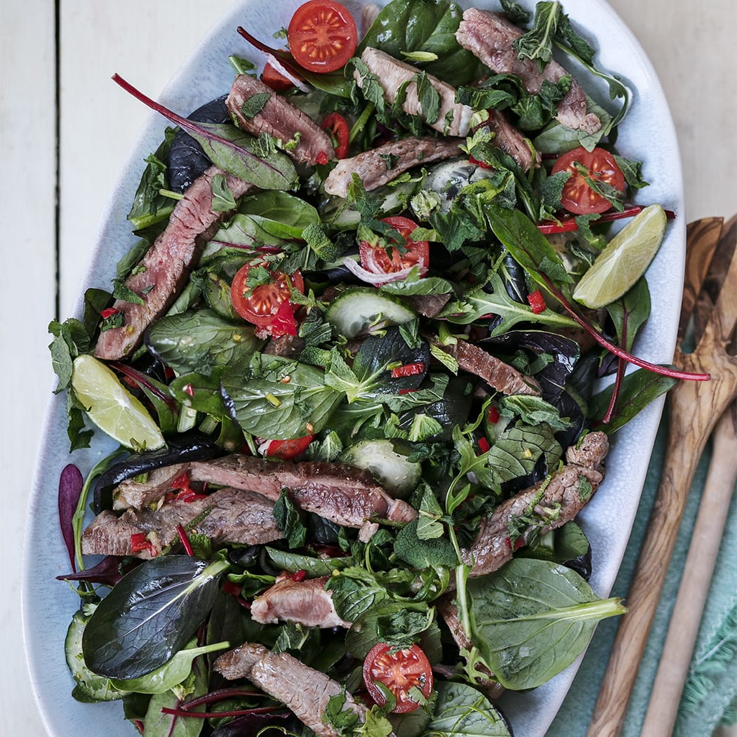 Thai-style lamb salad with mint and coriander recipe | easyFood