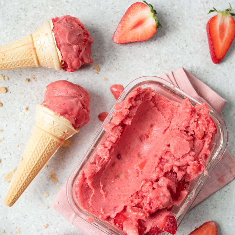 Three-ingredient strawberry ice cream