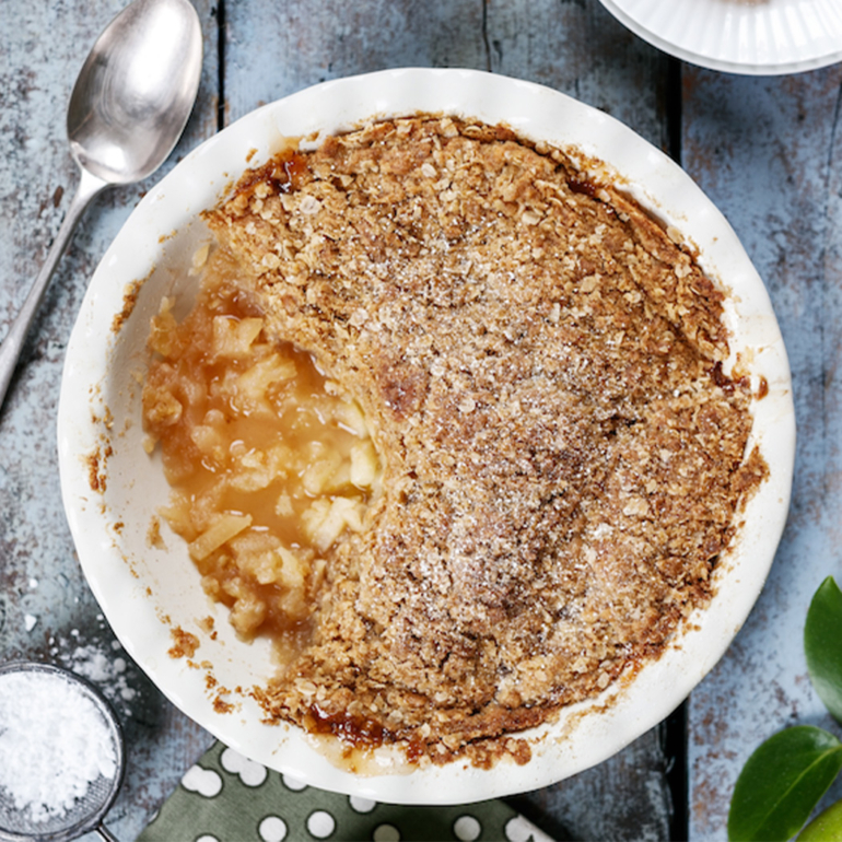 Traditional apple crumble