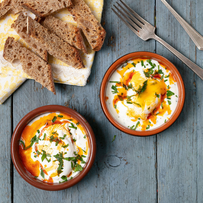 Turkish poached eggs with yoghurt and chilli butter