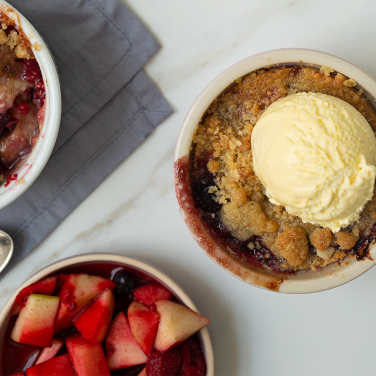 Apple and raspberry air fryer crumbles