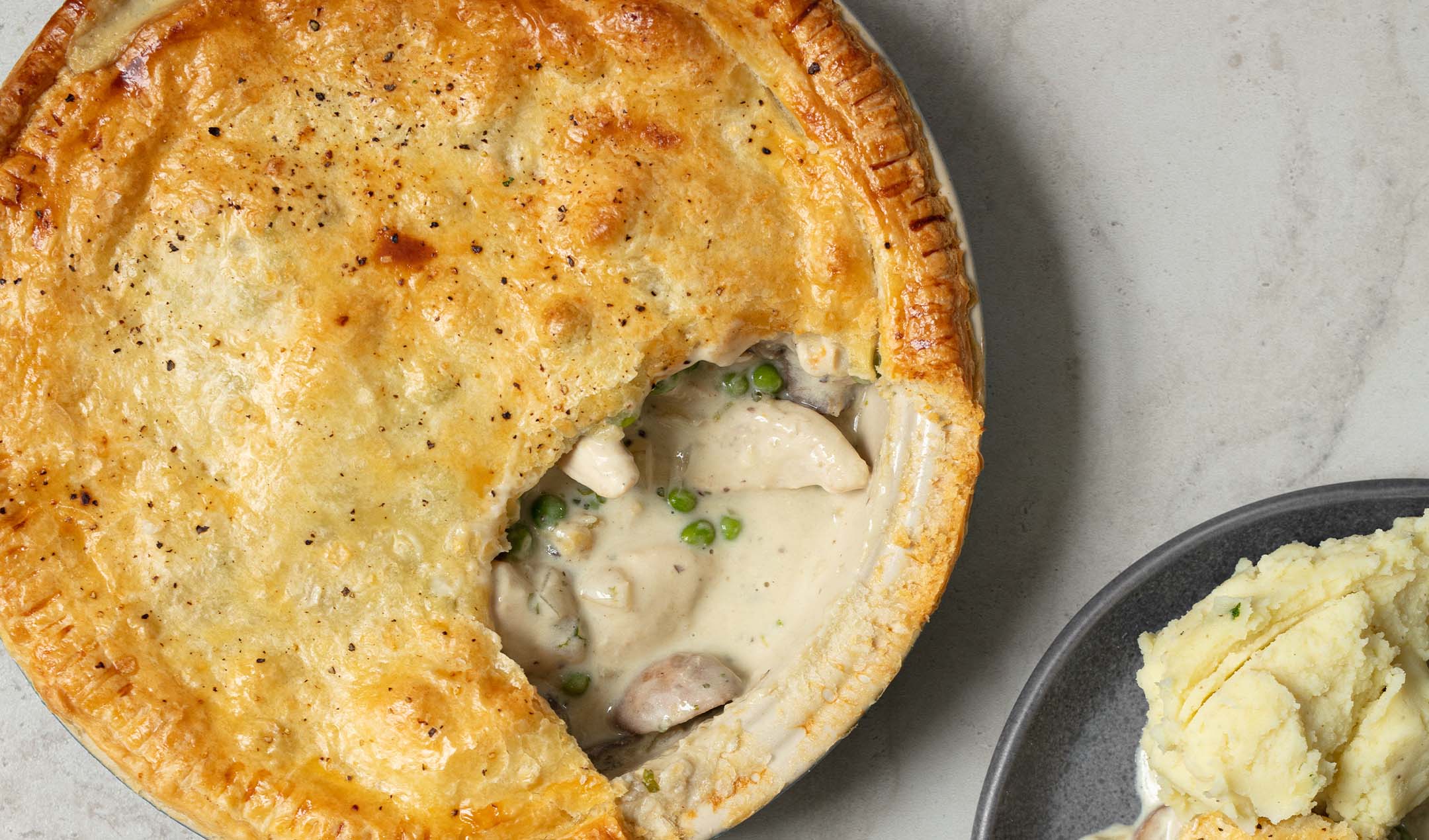 Chicken and mushroom pie banner