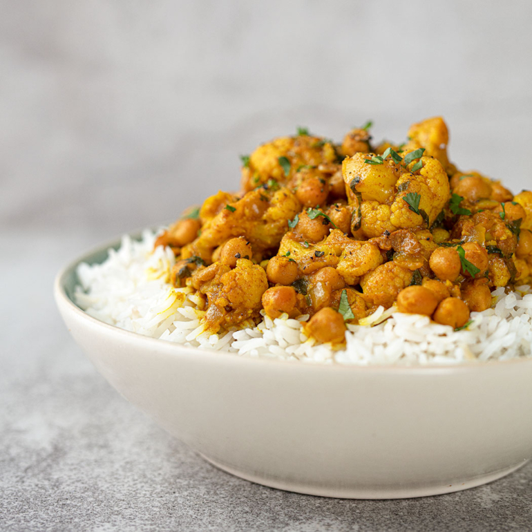 Coconut, cauliflower and chickpea curry