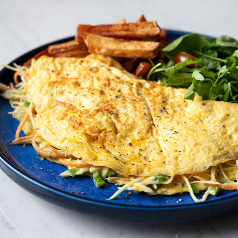 Mexican omelettes with avocado slaw
