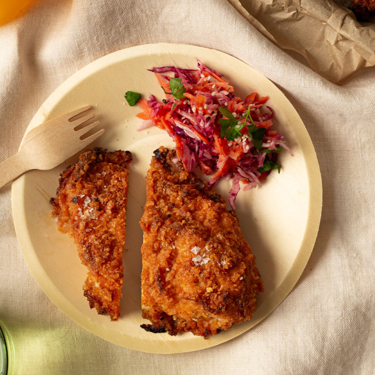 Easy fried chicken and asian slaw