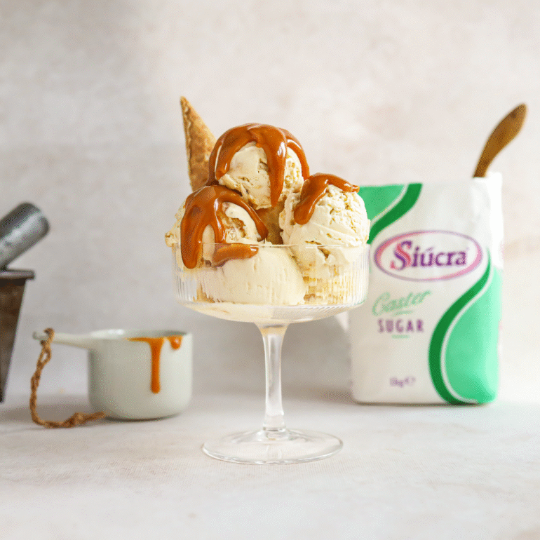 No-churn salted caramel ice cream  by Siúcra